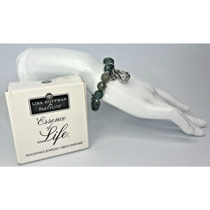PartyLite Essence of Life Bracelet Green/Silver Teardrop Charm NIB P92056/P19B